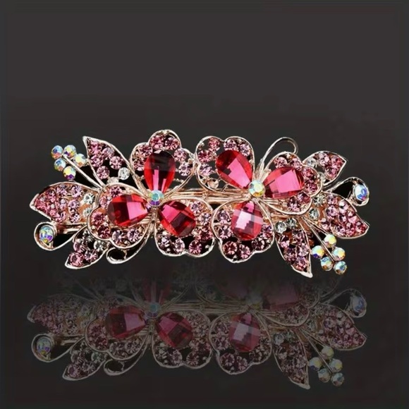 Rhinestone Embellished Barrette Hair Clip Barrette Gorgeous New Modern - Picture 1 of 4
